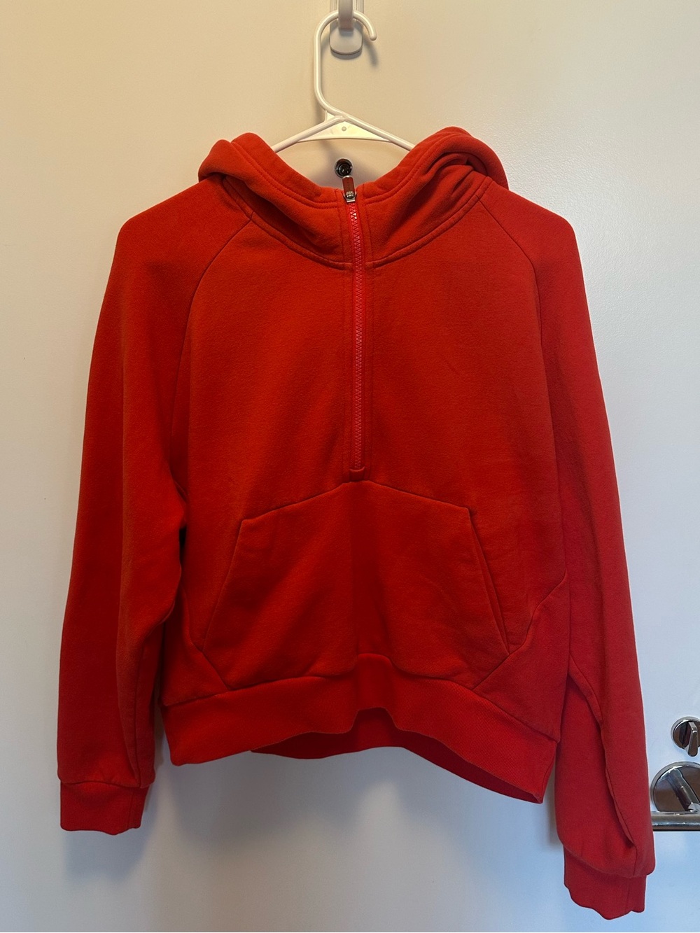 Athleta Red Half-Zip Hooded Sweatshirt- cropped